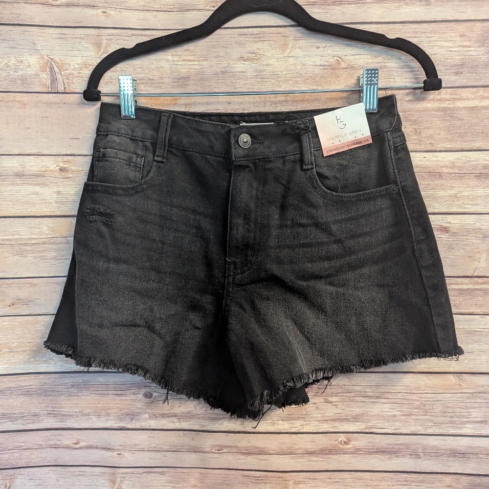 Happily Grey Super High-Rise Mom Shorts Size 3/26 Black